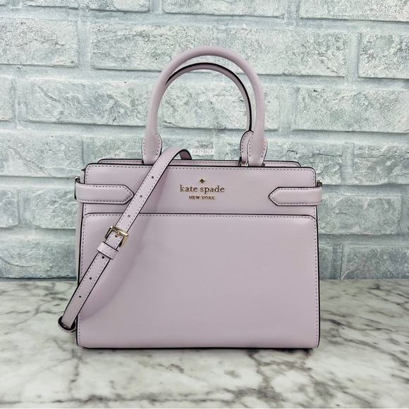 Kate Spade Staci Medium Satchel Crossbody & Large Slim Bifold Wallet Lilac Moon - Picture 2 of 15